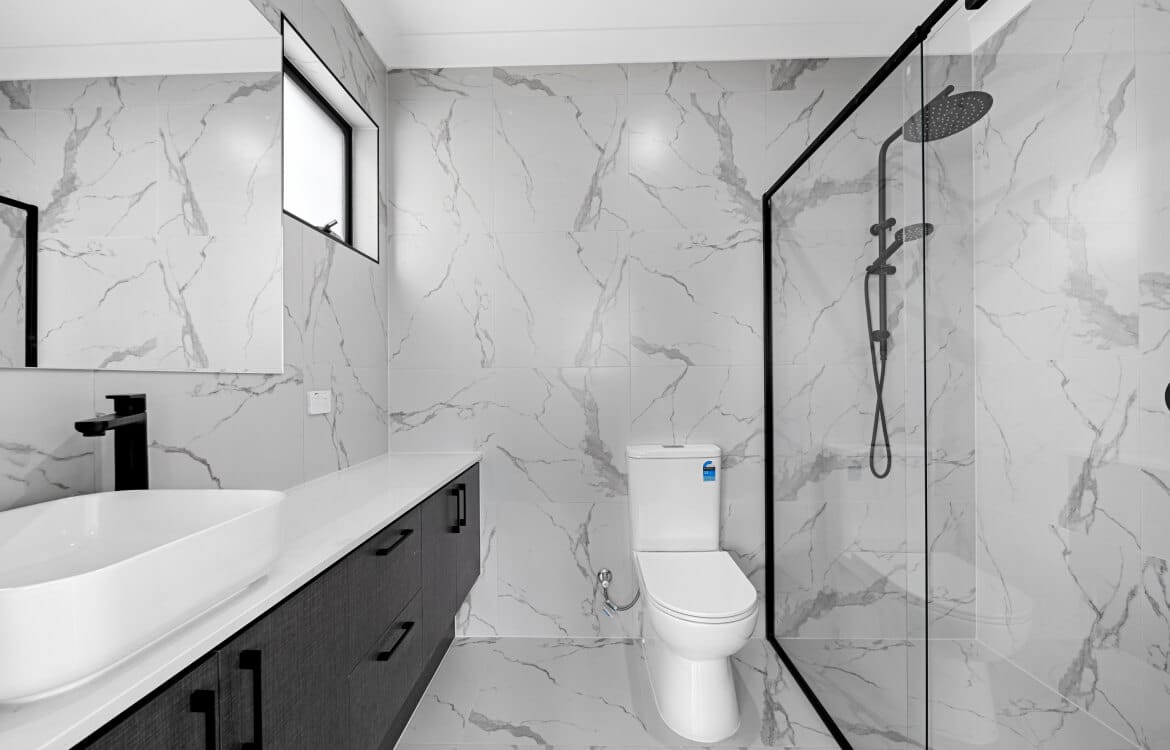 shower with bathroom