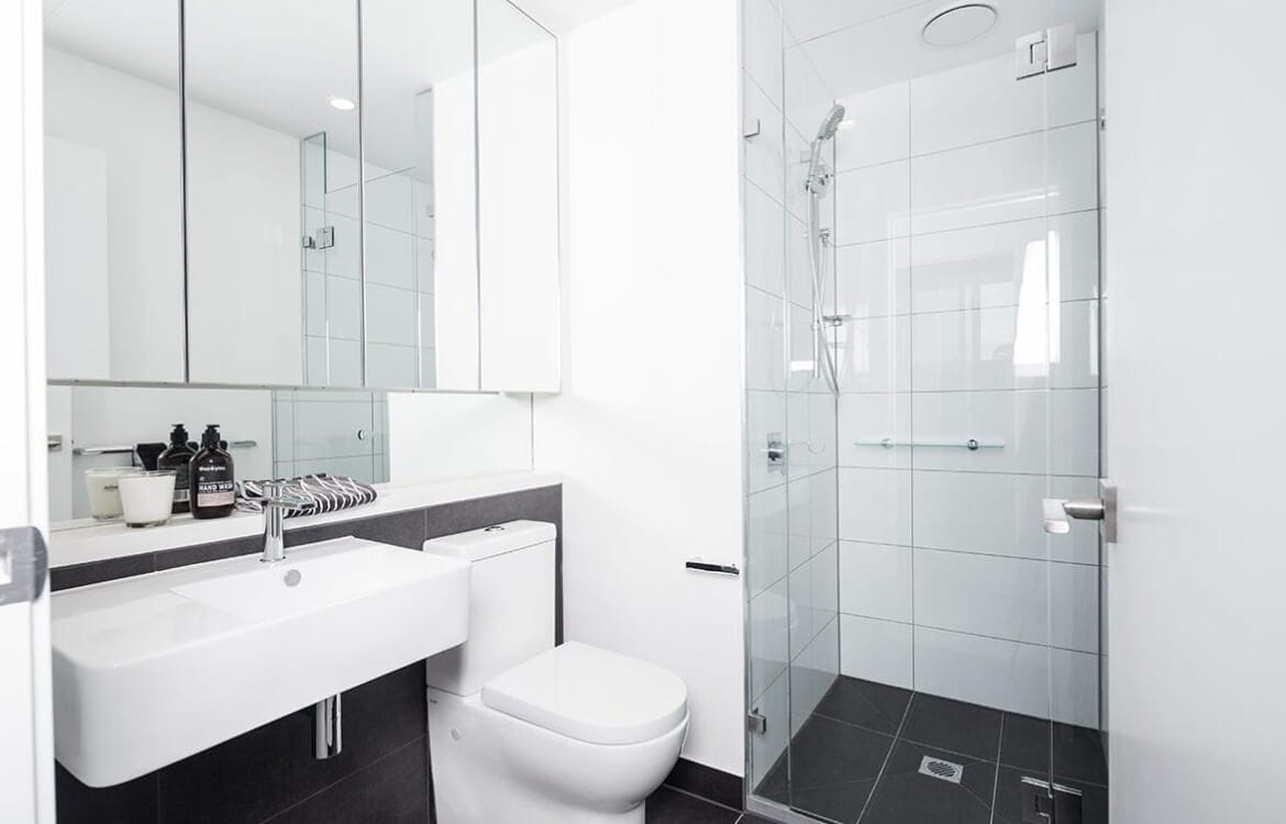 white theme restroom